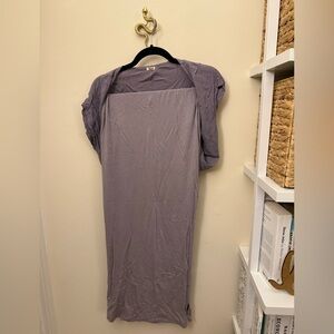 Monrow Lavender Silk Short Sleeve Dress